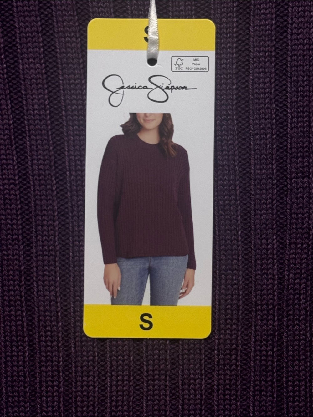 Jessica Simpson Purple Ribbed Crewneck Sweater